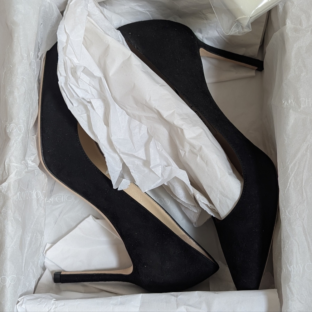 NIB Jimmy Choo 247 Romy Black Suede Stiletto Pumps - Picture 4 of 8